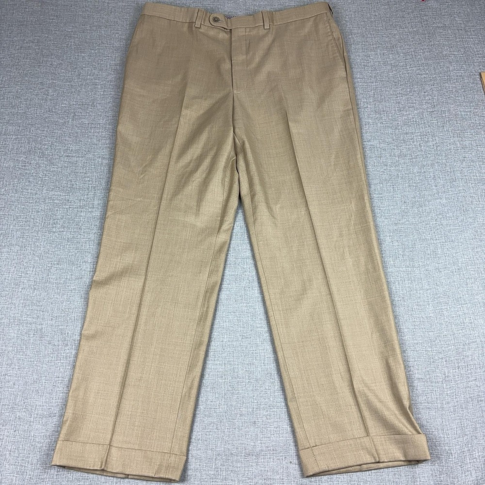 Jack Victor Dress Pants Mens 38x30 Beige Wool Cuffed Loro Piana Riviera